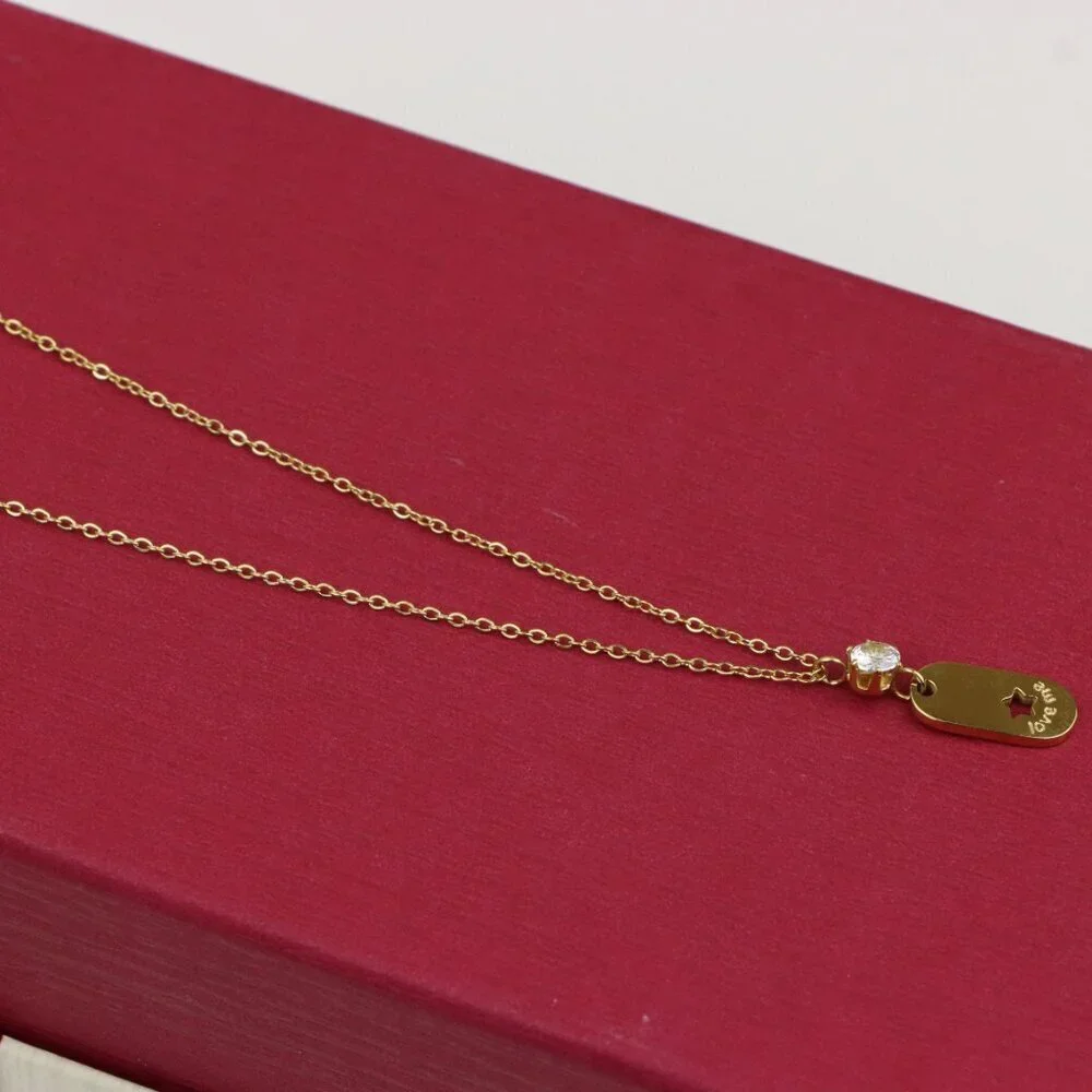 Gold Plated Star Pendant Necklace with Crystal Accent, XPNL0374